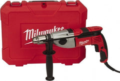 Milwaukee Tool - 120 Volt 1/2" Keyed Chuck Electric Hammer Drill - 0 to 24,000 & 0 to 56,000 BPM, 0 to 1,500 & 0 to 3,500 RPM - Exact Tooling