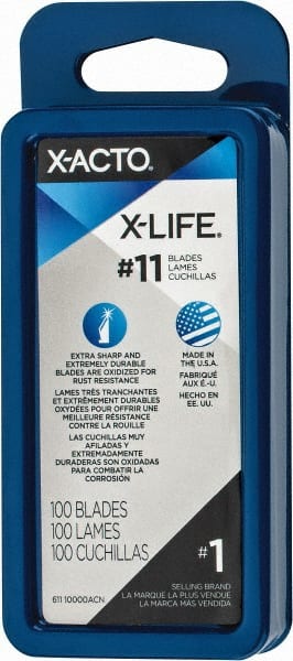 X-ACTO - 100 Piece Steel Hobby Blade - 1-19/32" OAL - Exact Tooling