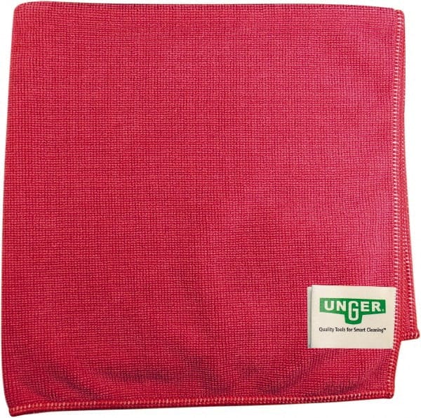 Unger - Flat Fold Microfiber Wipes - 16" x 15" Sheet Size, Red - Exact Tooling