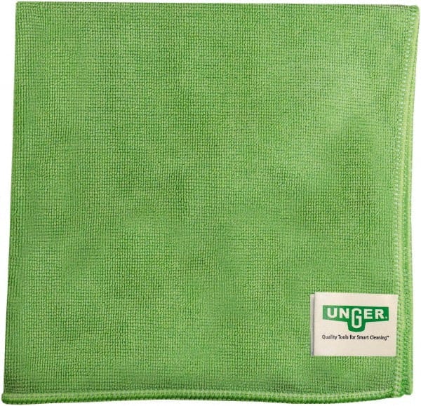 Unger - Flat Fold Microfiber Wipes - 16" x 15" Sheet Size, Green - Exact Tooling
