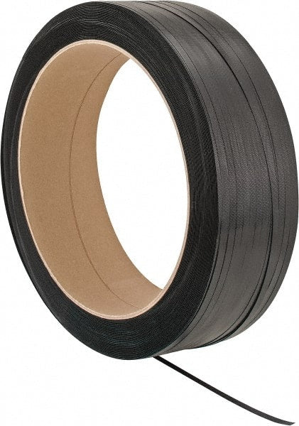 Made in USA - 9,000' Long x 1/2" Wide, Coil Case Polypropylene Strapping - 400 Lb Capacity, 0.018" Thick - Exact Tooling