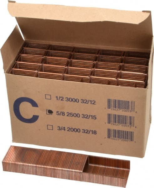 Made in USA - 1-1/4" Wide Carton Staples - 5/8" Leg Length - Exact Tooling