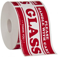 Made in USA - Glass Please Handle With Care Shipping Label - 5" High x 3" Wide - Exact Tooling