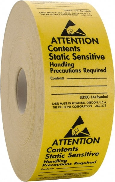 Made in USA - Attention Contents Static Sensitive Shipping Label - 1-3/4" High x 2-1/2" Wide - Exact Tooling