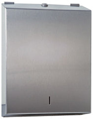 Made in USA - Manual, Stainless Steel Paper Towel Dispenser - 14-1/2" High x 11" Wide x 4" Deep, 2 Sleeves, Silver - Exact Tooling