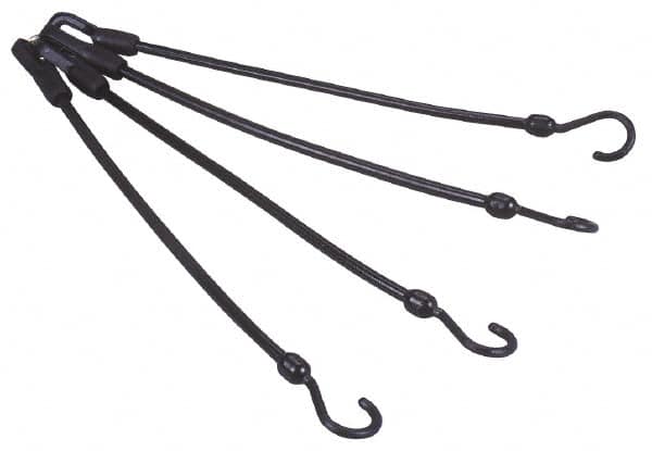 The Perfect Bungee - Stretch-n-Flex Web Tie Down with Molded in Hook & Safety Clasp - 24" OAL, Yellow - Exact Tooling