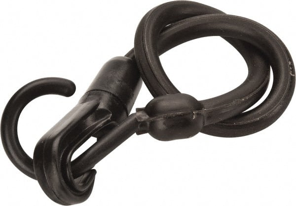 The Perfect Bungee - Stretch-n-Flex Web Tie Down with Molded in Hook & Safety Clasp - 18" OAL, Black - Exact Tooling