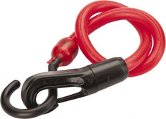 The Perfect Bungee - Stretch-n-Flex Web Tie Down with Molded in Hook & Safety Clasp - 18" OAL, Red - Exact Tooling