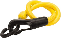 The Perfect Bungee - Stretch-n-Flex Web Tie Down with Molded in Hook & Safety Clasp - 18" OAL, Yellow - Exact Tooling