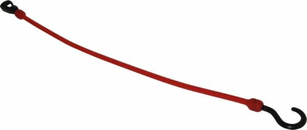 The Perfect Bungee - Stretch-n-Flex Web Tie Down with Molded in Hook & Safety Clasp - 24" OAL, Red - Exact Tooling