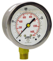 Winters - 2-1/2" Dial, 1/4 Thread, 0-160 Scale Range, Pressure Gauge - Lower Connection Mount, Accurate to 1.5% of Scale - Exact Tooling