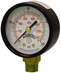 Winters - 2" Dial, 1/4 Thread, 0-100 Scale Range, Pressure Gauge - Lower Connection Mount, Accurate to 3-2-3% of Scale - Exact Tooling