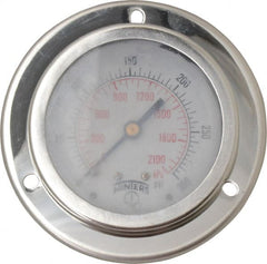 Winters - 2-1/2" Dial, 1/4 Thread, 0-300 Scale Range, Pressure Gauge - Front Flange Panel Mount, Center Back Connection Mount, Accurate to 1.5% of Scale - Exact Tooling