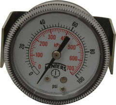 Winters - 2" Dial, 1/8 Thread, 0-100 Scale Range, Pressure Gauge - U-Clamp Panel Mount, Center Back Connection Mount, Accurate to 2.5% of Scale - Exact Tooling