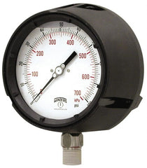 Winters - 4-1/2" Dial, 1/2 Thread, 30-0 Scale Range, Pressure Gauge - Lower Connection Mount, Accurate to 0.5% of Scale - Exact Tooling
