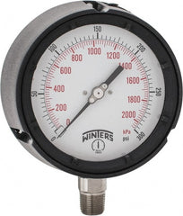 Winters - 4-1/2" Dial, 1/2 Thread, 0-300 Scale Range, Pressure Gauge - Lower Connection Mount, Accurate to 0.5% of Scale - Exact Tooling