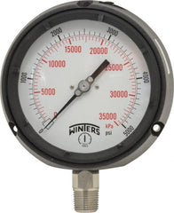Winters - 4-1/2" Dial, 1/2 Thread, 0-5,000 Scale Range, Pressure Gauge - Lower Connection Mount, Accurate to 0.5% of Scale - Exact Tooling