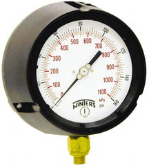Winters - 4-1/2" Dial, 1/4 Thread, 30-0-60 Scale Range, Pressure Gauge - Lower Connection Mount, Accurate to 0.5% of Scale - Exact Tooling