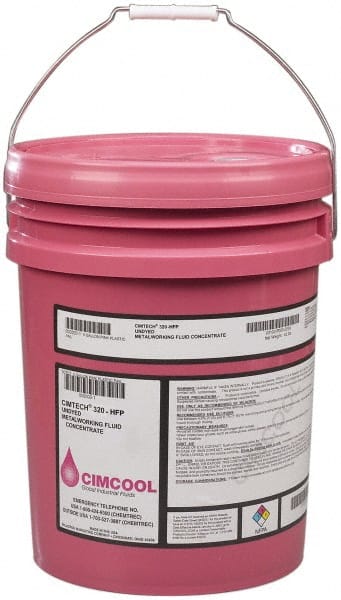 Cimcool - Cimtech 320-HFP, 5 Gal Pail Cutting & Grinding Fluid - Synthetic, For Boring, Drilling, Milling, Reaming, Tapping, Turning - Exact Tooling