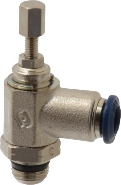 Value Collection - 145 Max psi, Meter Out Screw Adjusted Flow Control Valve - Buna N O Ring, 1/8" Tube Outside Diam - Exact Tooling