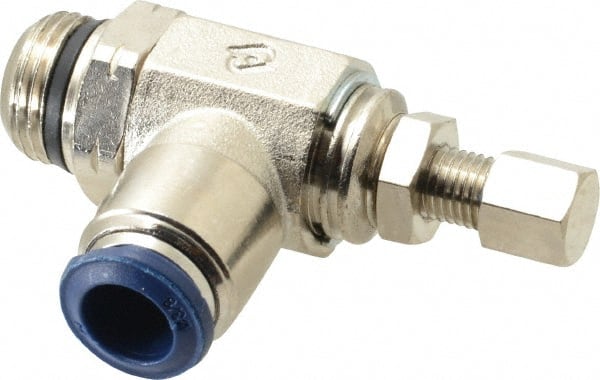 Value Collection - 145 Max psi, Meter Out Screw Adjusted Flow Control Valve - Buna N O Ring, 3/8" Tube Outside Diam - Exact Tooling