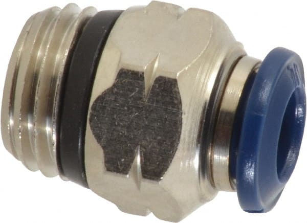 Value Collection - 1/4" Outside Diam, 1/4 Universal, Nickel Plated Brass Push-to-Connect Tube Male Connector - 250 Max psi, Tube to Universal Thread Connection, Buna O-Ring - Exact Tooling