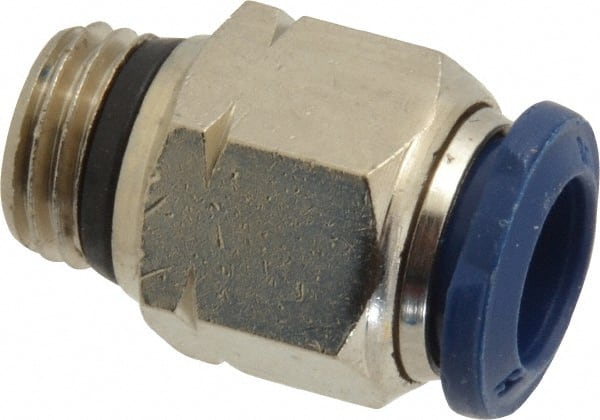 Value Collection - 3/8" Outside Diam, 1/4 Universal, Nickel Plated Brass Push-to-Connect Tube Male Connector - 250 Max psi, Tube to Universal Thread Connection, Buna O-Ring - Exact Tooling