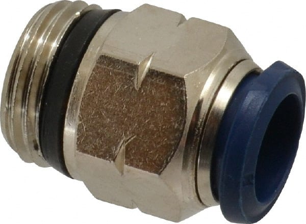 Value Collection - 1/2" Outside Diam, 1/2 Universal, Nickel Plated Brass Push-to-Connect Tube Male Connector - 250 Max psi, Tube to Universal Thread Connection, Buna O-Ring - Exact Tooling