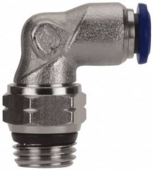 Value Collection - 3/8" Outside Diam, 1/8 Universal, Nickel Plated Brass Push-to-Connect Tube Male Swivel Elbow - 250 Max psi, Tube to Universal Thread Connection, Buna O-Ring - Exact Tooling