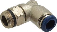 Value Collection - 3/8" Outside Diam, 3/8 Universal, Nickel Plated Brass Push-to-Connect Tube Male Swivel Elbow - 250 Max psi, Tube to Universal Thread Connection, Buna O-Ring - Exact Tooling