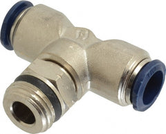 Value Collection - 1/2" Outside Diam, 1/2 Universal, Nickel Plated Brass Push-to-Connect Tube Male Swivel Branch Tee - 250 Max psi, Tube to Universal Thread Connection, Buna O-Ring - Exact Tooling