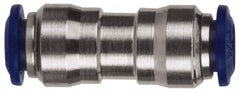 Value Collection - 3/8 x 1/2" Outside Diam, Nickel Plated Brass Push-to-Connect Tube Union - 250 Max psi, Tube to Tube Connection, Buna O-Ring - Exact Tooling