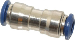 Value Collection - 1/4" Outside Diam, Nickel Plated Brass Push-to-Connect Tube Union - 250 Max psi, Tube to Tube Connection, Buna O-Ring - Exact Tooling