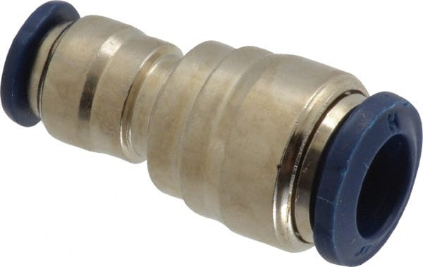 Value Collection - 3/8 x 1/4" Outside Diam, Nickel Plated Brass Push-to-Connect Tube Union - 250 Max psi, Tube to Tube Connection, Buna O-Ring - Exact Tooling