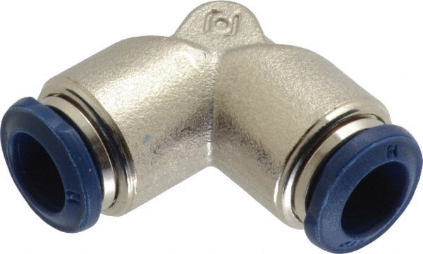 Value Collection - 3/8" Outside Diam, Nickel Plated Brass Push-to-Connect Tube Union Elbow - 250 Max psi, Tube to Tube Connection, Buna O-Ring - Exact Tooling