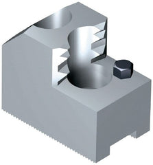 Schunk - 8" Max Chuck Diam Compatibility, Steel 1.5mm x 60° Serrated Hard Lathe Top Jaws - 14mm Groove Width, 40mm Wide x 2-5/64" High - Exact Tooling