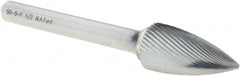 M.A. Ford - 1/2" Cut Diam, 1/4" Shank Diam, Tree Head Double Cut Burr - Carbide, Point End, 1" LOC, 3" OAL - Exact Tooling