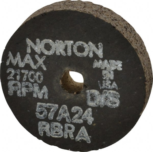 Norton - 2-1/2" Diam x 3/8" Hole x 1/2" Thick, R Hardness, 24 Grit Surface Grinding Wheel - Aluminum Oxide, Type 1, Very Coarse Grade, 21,700 Max RPM, No Recess - Exact Tooling