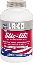 LA-CO - 1 Pt Brush Top Can White Thread Sealant - Paste with PTFE, 500°F Max Working Temp, For Metal, PVC, CPVC & ABS Plastic Pipe Threads - Exact Tooling