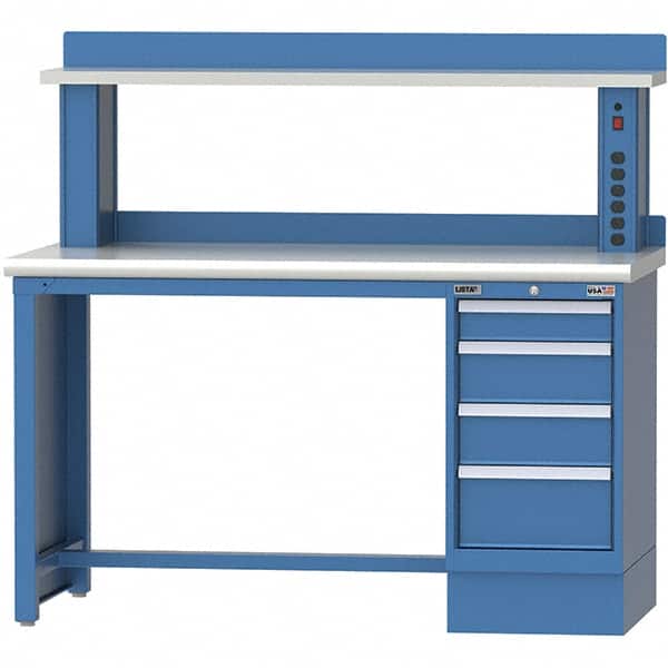 LISTA - 72 Wide x 30" Deep x 51-1/4" High, Plastic Laminate Workstation - Fixed Legs, Classic Blue - Exact Tooling