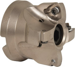 Seco - 4 Inserts, 1.34" Cutter Diam, 0.08" Max Depth of Cut, Indexable High-Feed Face Mill - 3/4" Arbor Hole Diam, 0.32" Keyway Width, 1.6" High, R220.21 Toolholder, 218.19-160.. Inserts, Series R220.21 - Exact Tooling