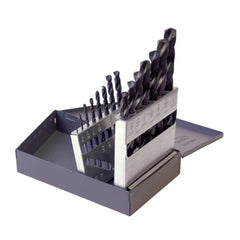 ‎1/16-1/2 RHS / RHC HSS 135 Degree Split Point Heavy Duty Jobber Length Drill Set - TiAlN