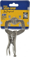 Irwin - 4" OAL C-Clamp Locking Pliers - 1-1/4" Jaw Depth, 1-5/8" Jaw Opening - Exact Tooling