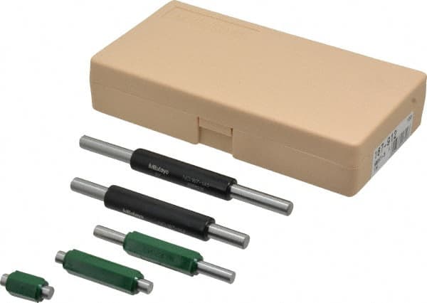 Mitutoyo - 1 to 5 Inch Long, 5 Piece Micrometer Calibration Standard Set - Accuracy Up to 0.000012 Inch, For Use with Outside Micrometer, Includes Carrying Case - Exact Tooling