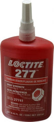 Loctite - 250 mL Bottle, Red, High Strength Liquid Threadlocker - Series 277, 24 hr Full Cure Time, Hand Tool, Heat Removal - Exact Tooling