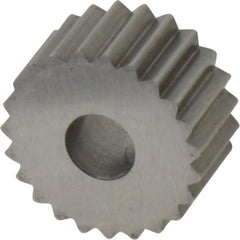 Made in USA - 3/4" Diam, 90° Tooth Angle, 10 TPI, Standard (Shape), Form Type High Speed Steel Straight Knurl Wheel - 3/8" Face Width, 1/4" Hole, Circular Pitch, Bright Finish, Series KP - Exact Tooling