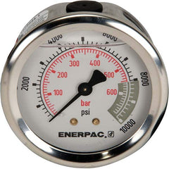 Enerpac - Hydraulic Pressure Gages & Adapters Type: Glycerine Filled Pressure Rating: 10000 - Exact Tooling