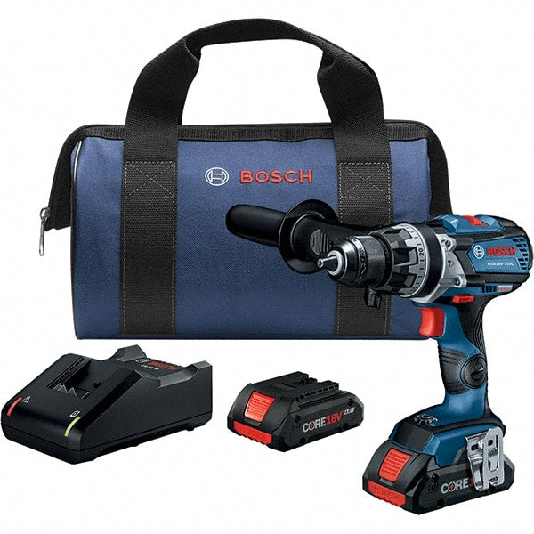 Bosch - 18 Volt 1/2" Keyless Chuck Cordless Hammer Drill - 0 to 31,500 BPM, 0 to 2,100 RPM, Reversible - Exact Tooling