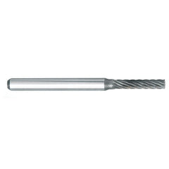‎SN-42 -1/8 × 3/16 LOC × 1/8 Shank × 1-1/2 OAL 10 Degree Inverted Angle Carbide Medium Right Hand Spiral Burr - Exact Tooling