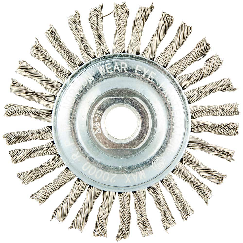 Norton - 4" OD, 5/8-11 Arbor Hole, Standard Twist Knot Stainless Steel Wheel Brush - Exact Tooling